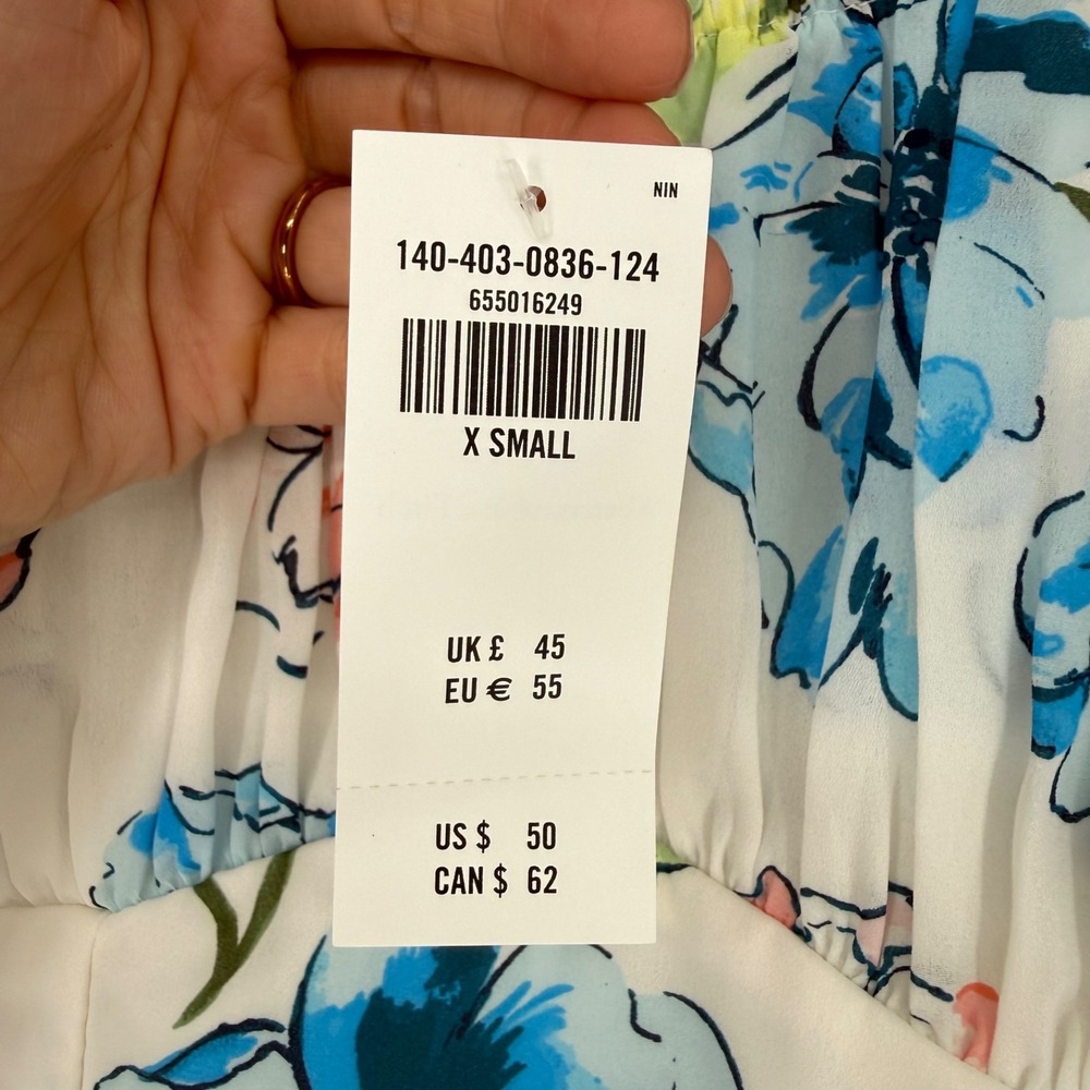 Abercrombie & Fitch Shirt Womens XS Ruched Boho Cottagecore Smocked Floral Crop - Picture 8 of 11